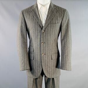 POLO by RALPH LAUREN Size 38 Regular Grey White Chalkstripe Notch Lapel Suit
